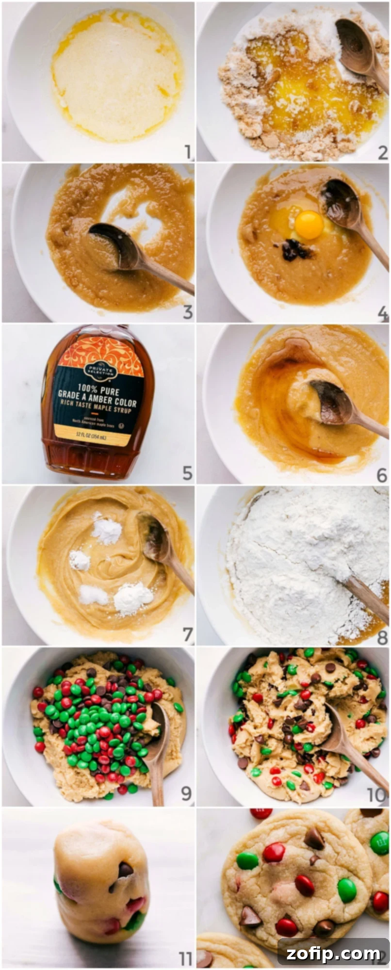 A visual guide showing the process of combining ingredients, expertly shaping cookie dough into tall cylinders, and finally, the delightful baking of Santa Cookies in the oven.