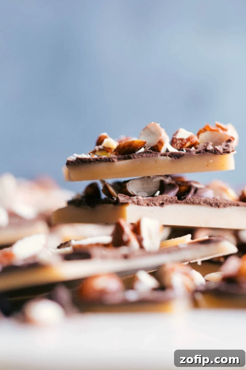 Delectable Stacked Toffee Layers - A Symphony of Sweetness and Crunch Layered toffee pieces stacked, showcasing their rich and crunchy texture.