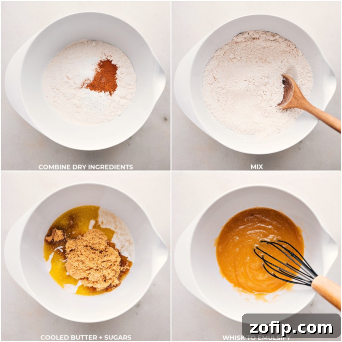 Dry ingredients being meticulously mixed with added butter for the creation of caramel stuffed snickerdoodles, showcasing the initial stages of dough preparation.