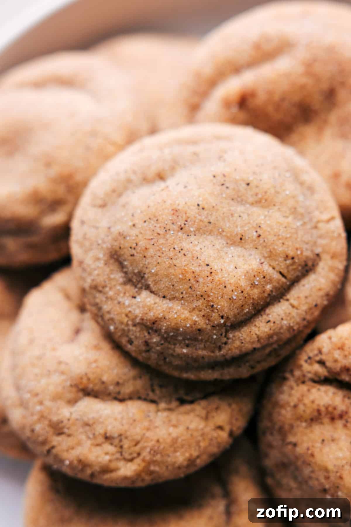 A plate filled with warm, freshly baked caramel snickerdoodles, inviting and ready to be savored, showcasing their perfectly crinkled tops and gooey centers.