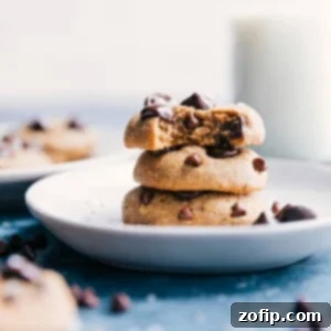 Stacked healthy chocolate chip cookies, ready to be enjoyed.