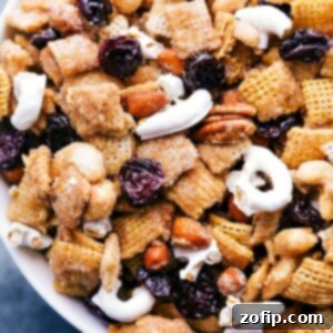 Final Dried Cherry Snack Mix in a serving bowl.