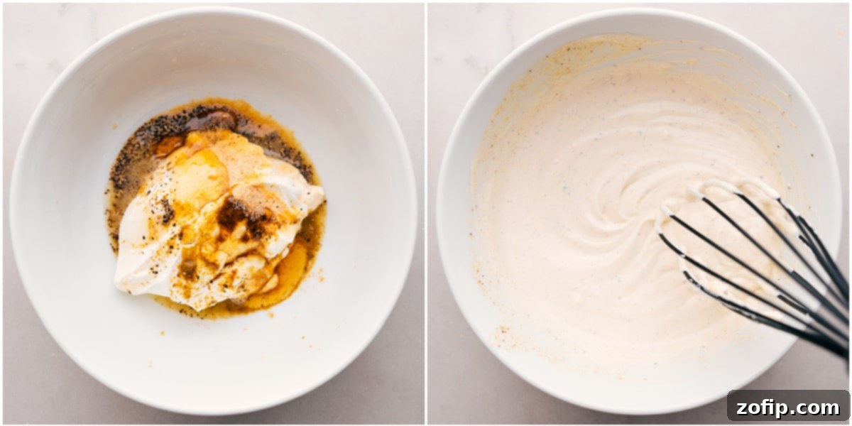 Prepare the creamy dressing for this jalapeño popper chicken salad recipe.