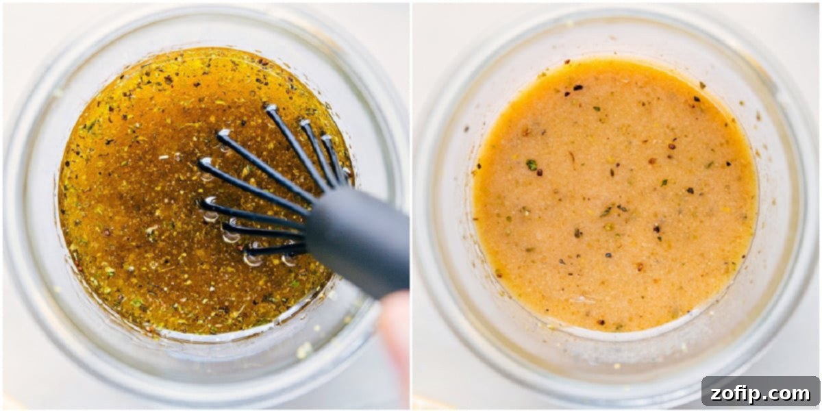 The Zesty Lemon Dressing: Key to a Flavorful Buddha Bowl A vibrant lemon dressing, freshly whisked and ready in a mason jar, perfect for drizzling over a Buddha Bowl.