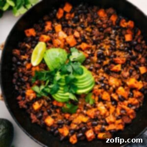 Ground Turkey Sweet Potato Skillet in a pan