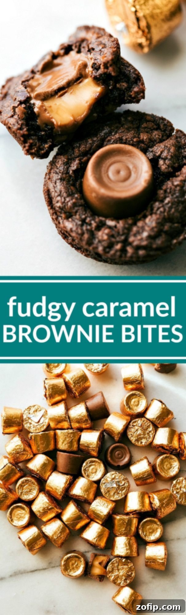 Mini Brownie Bites with Rolos - Easy Fudgy Caramel Brownie Dessert