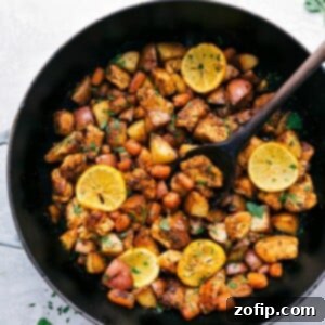 Sheet Pan Lemon Herb Chicken and Potatoes 2 One-Pan Lemon Chicken and Potatoes cooked in a skillet