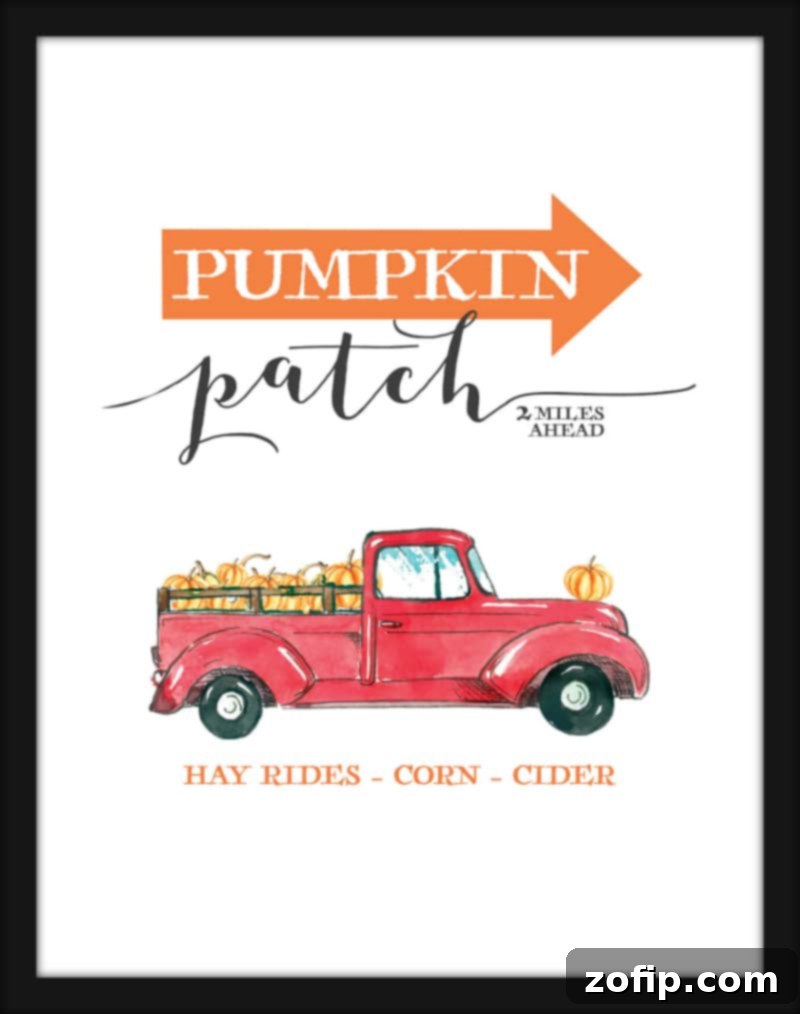 Bonus Fall Printable featuring a charming pumpkin patch design, with warm autumn colors, perfect for enhancing your seasonal home decor.