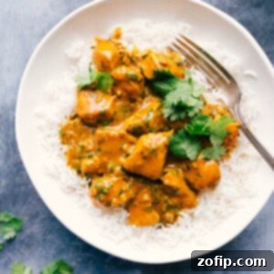 Thumbnail image of finished Chicken Curry ready to be served.