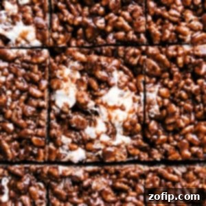 Chocolate Crunch Bars 2 Chocolate Rice Krispie Treats cut into squares.