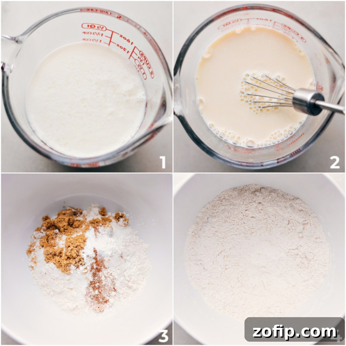 Mixing bowl with pancake batter and chocolate chips, ready for cooking.