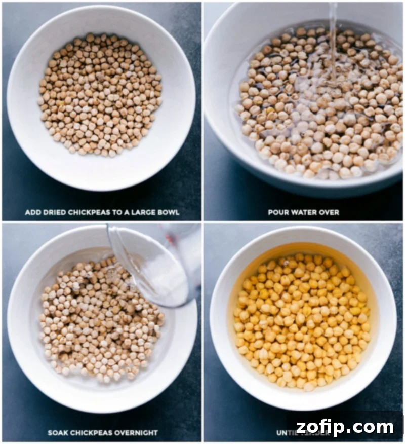 Preparing Chickpeas: Soaking Overnight for Falafel Recipe Chickpeas being prepped, soaking overnight in preparation for this recipe.