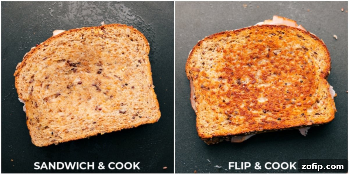 Golden Ham and Cheese Treat 6 A perfectly grilled, melty ham and cheese sandwich ready to be enjoyed.