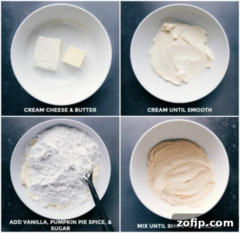 Cream cheese frosting being mixed until creamy and smooth, ready to top the delicious dessert.