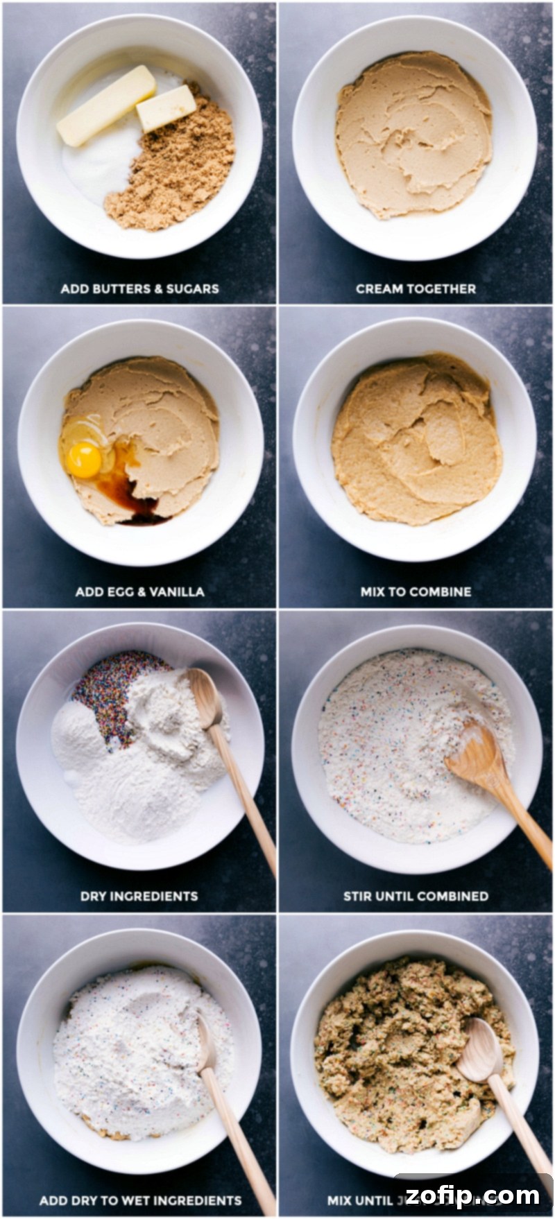 Wet and dry ingredients for Circus Animal Cookies being carefully prepped and mixed in a large bowl, highlighting the baking process.