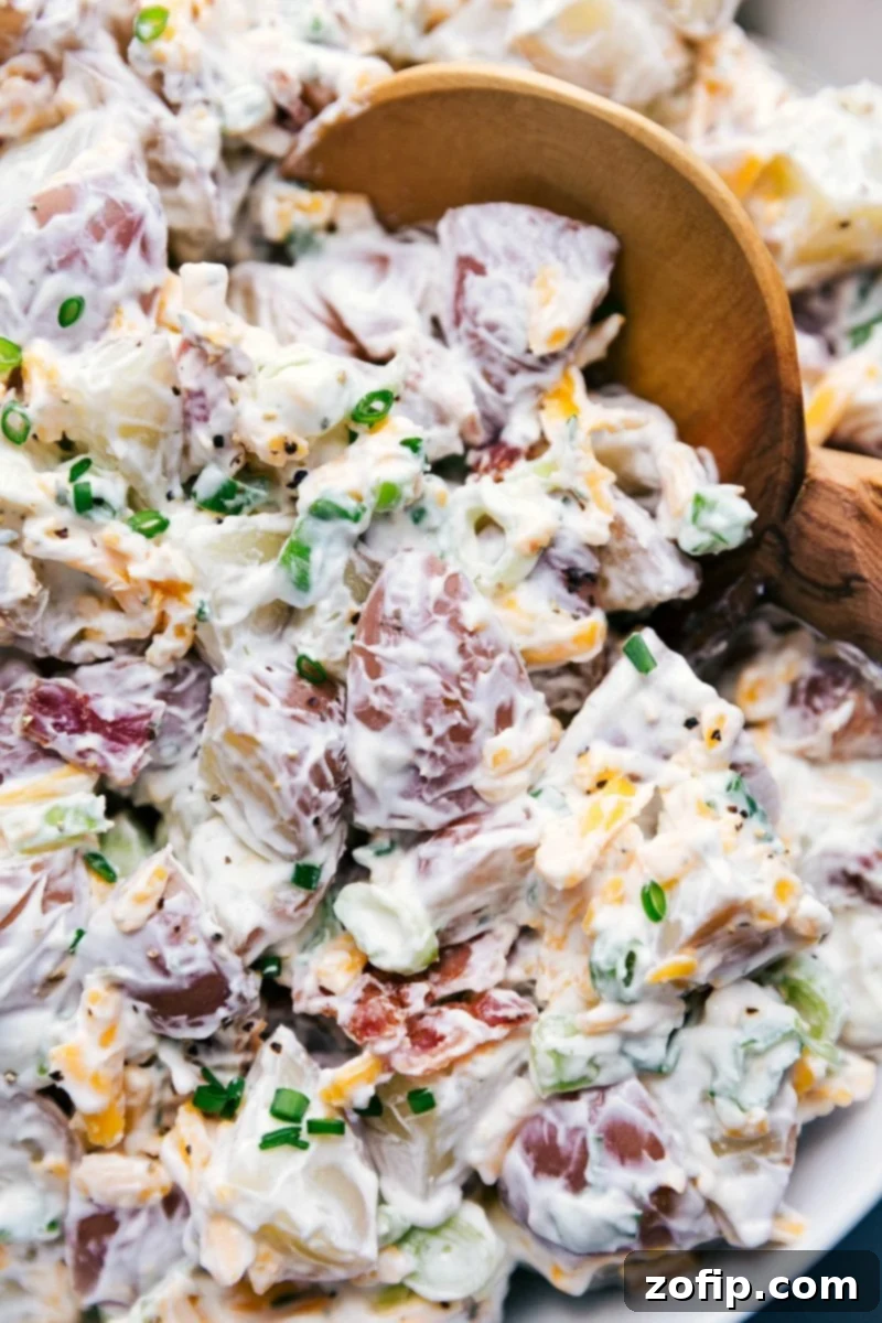 Finished side dish, deliciously dressed and inviting, ready for enjoyment at a gathering.