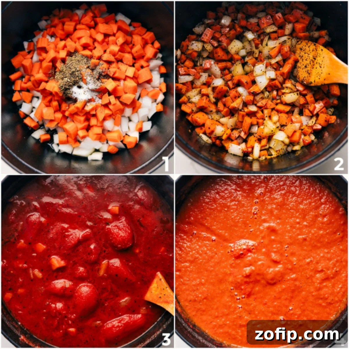 How To Make The Best Tomato Soup Recipe The step-by-step process of making creamy tomato soup, from sautéing vegetables and simmering tomatoes to blending until smooth.