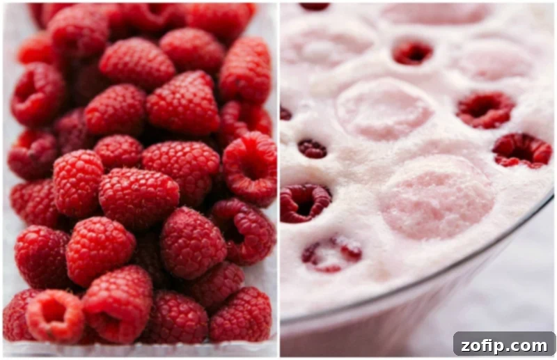 Sparkling Sherbet Punch 4 Close-up shot of fresh raspberries and other berries, ideal for garnishing Sherbet Punch.