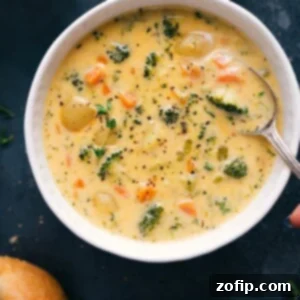 Creamy Potato Broccoli Cheese Soup 2 Delicious Potato Broccoli Cheese Soup in a bowl.