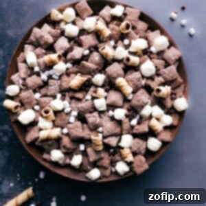 A close-up of the delicious Hot Chocolate Snack Mix.