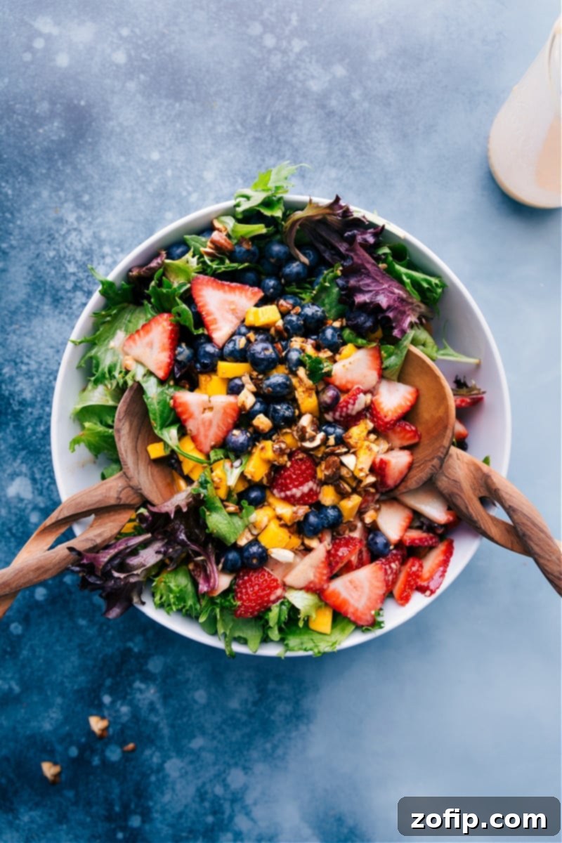 Overhead view of the freshly prepared Mango Salad, ready to be served and enjoyed.