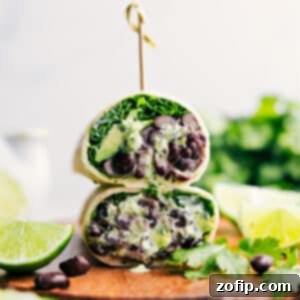 Prepared Black Bean Wraps, showcasing their delicious filling and ready to be served.
