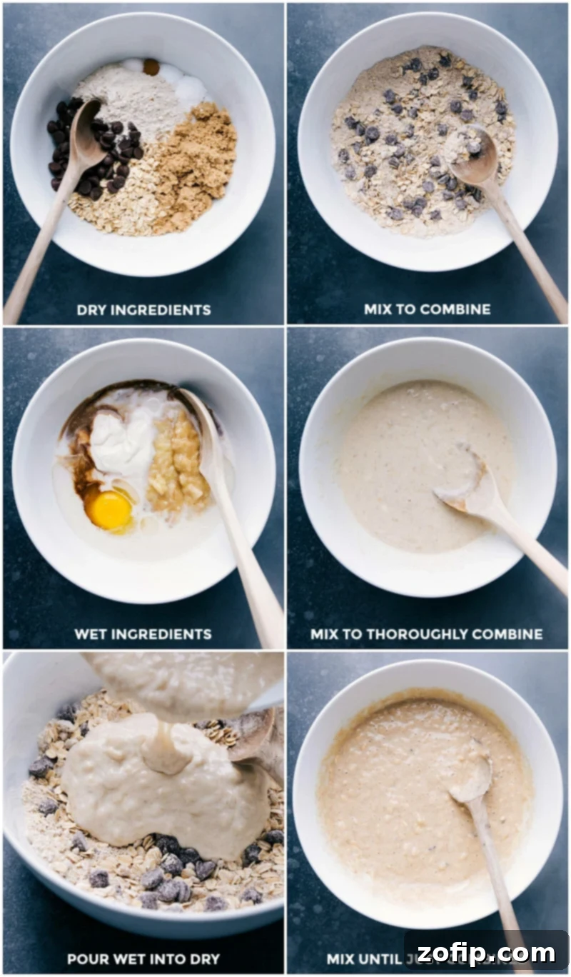 Expertly Mixing Dry and Wet Ingredients for Gluten-Free Banana Pancakes Combining and mixing dry and wet ingredients together for banana pancakes gluten free.