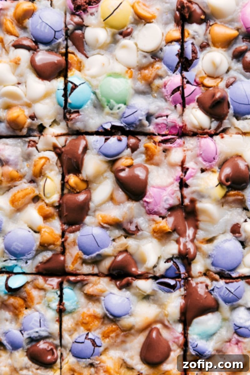 Irresistible Magic Bars cut into perfect squares, showcasing their delicious layers and gooey texture.