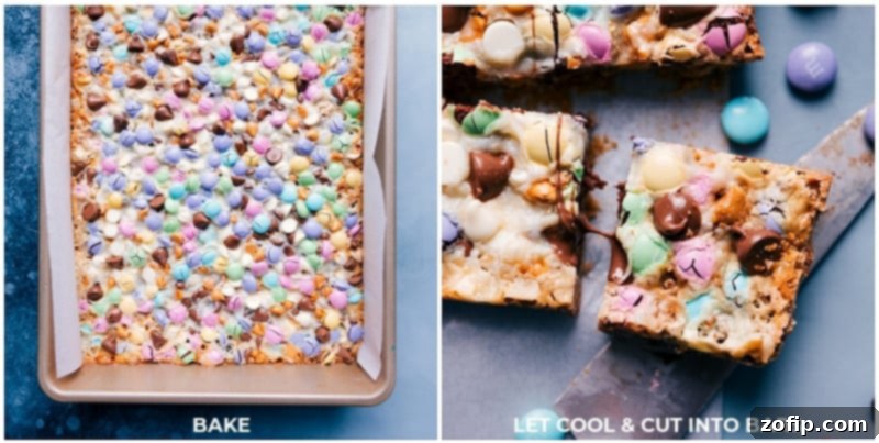 Baked Magic Bars beautifully set in the pan, with a few squares already cut and ready to be enjoyed.