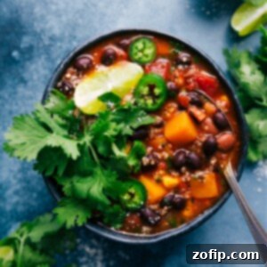 Delicious Butternut Squash Chili with chicken and quinoa
