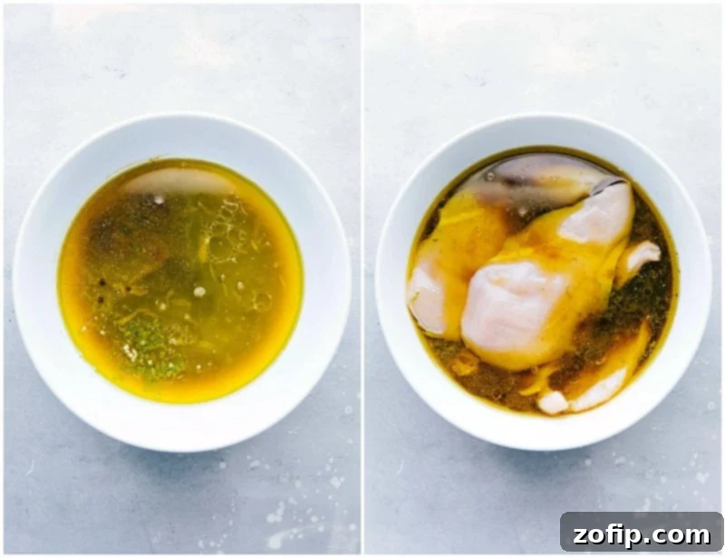 A bowl containing the marinade with meat immersed in it, highlighting the marinating process that enhances the flavor.