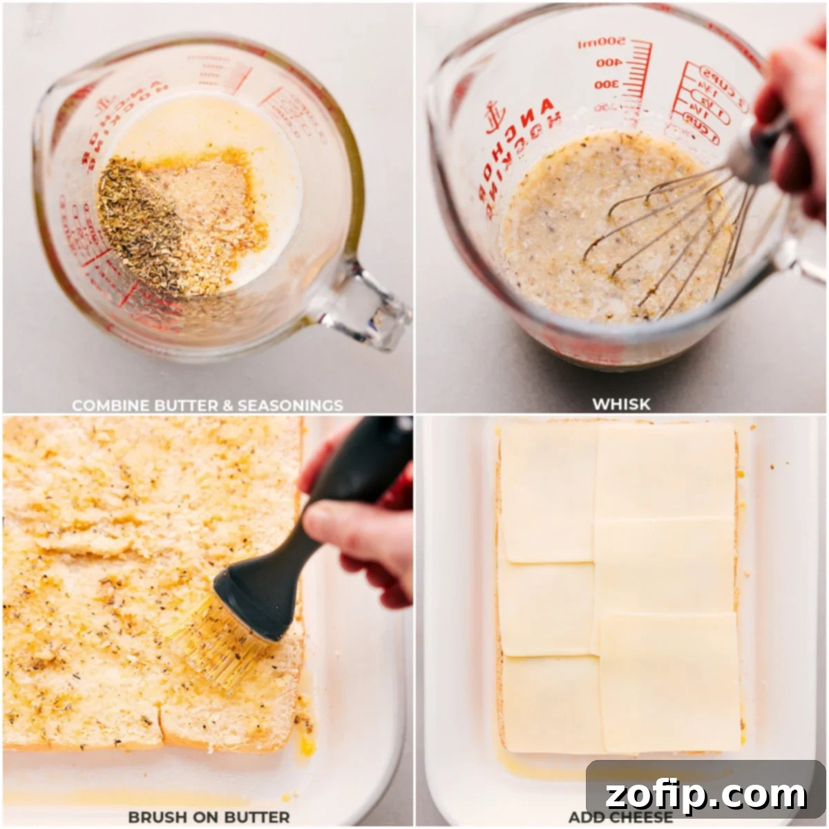 Butter and seasoning being mixed for the Pizza Sliders topping.
