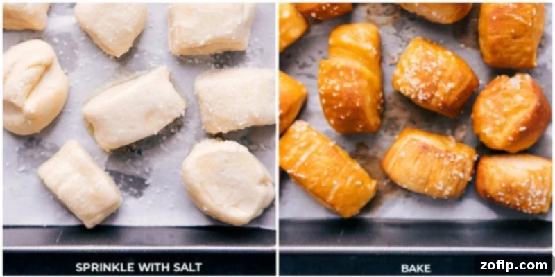 Pretzel Bites baking in the oven