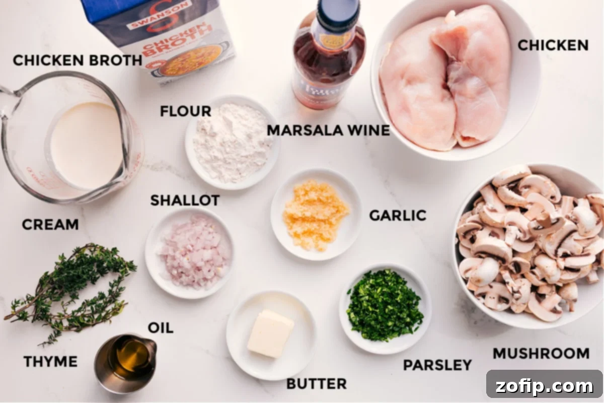 Ingredients for Chicken Marsala