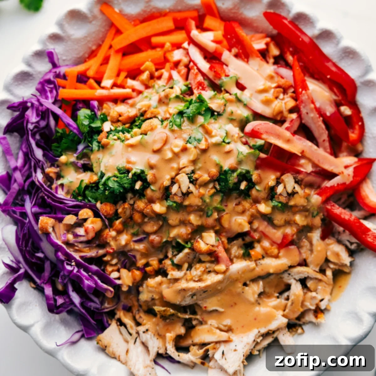 The soba noodle salad recipe all added into a bowl and dressed with the delicious dressing.