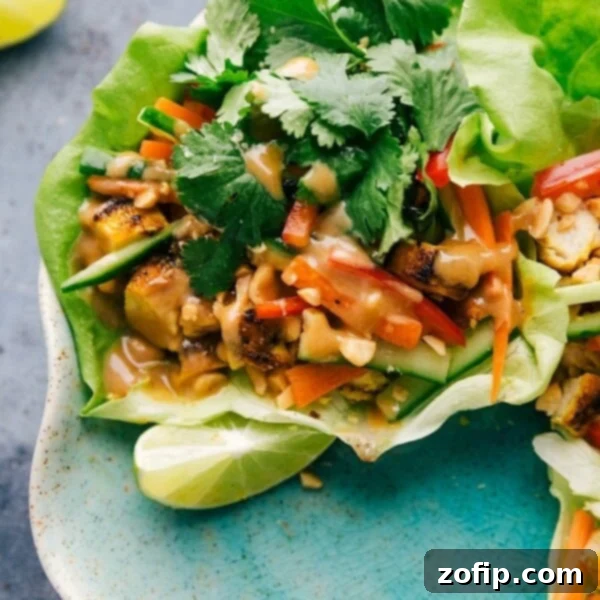 Peanut Chicken Lettuce Wraps