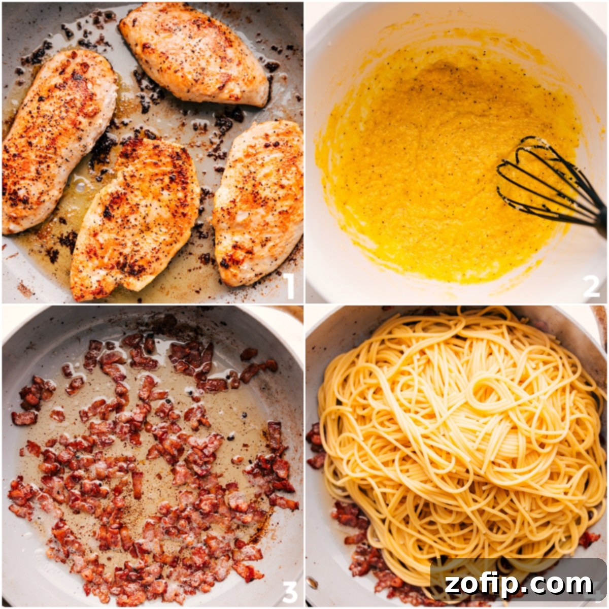 Chicken Carbonara Cooking Process