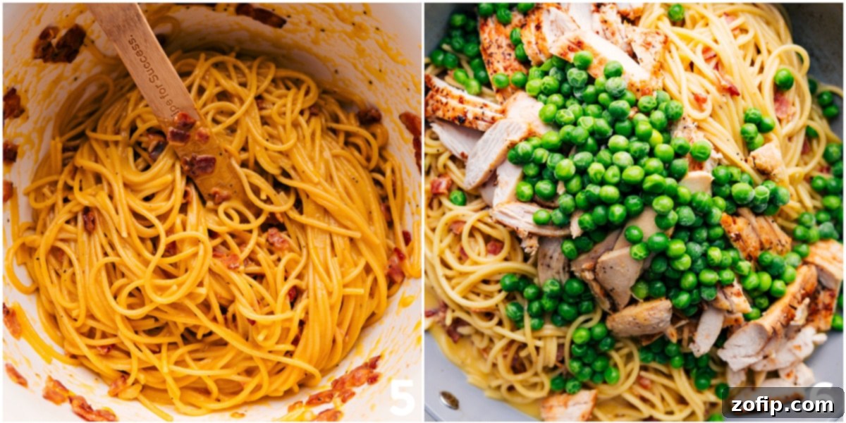 Finished Chicken Carbonara Dish