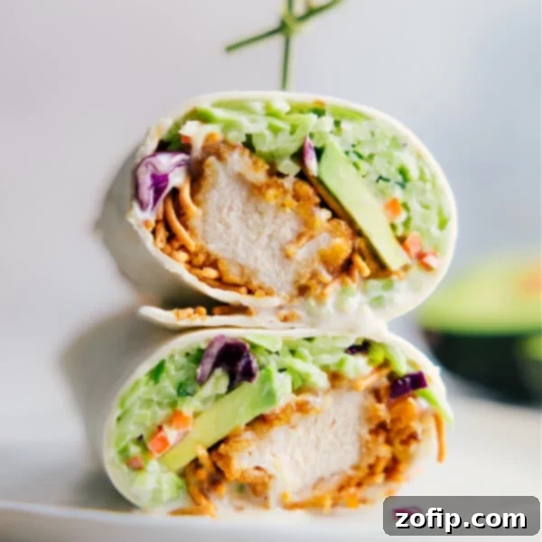 Cashew Chicken Delight 4 Asian Chicken Wraps stacked on top of each other.