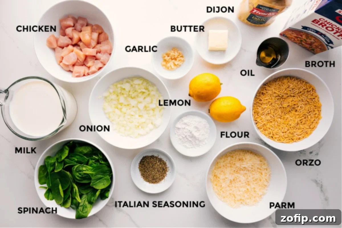Ingredients for Lemon Chicken Orzo