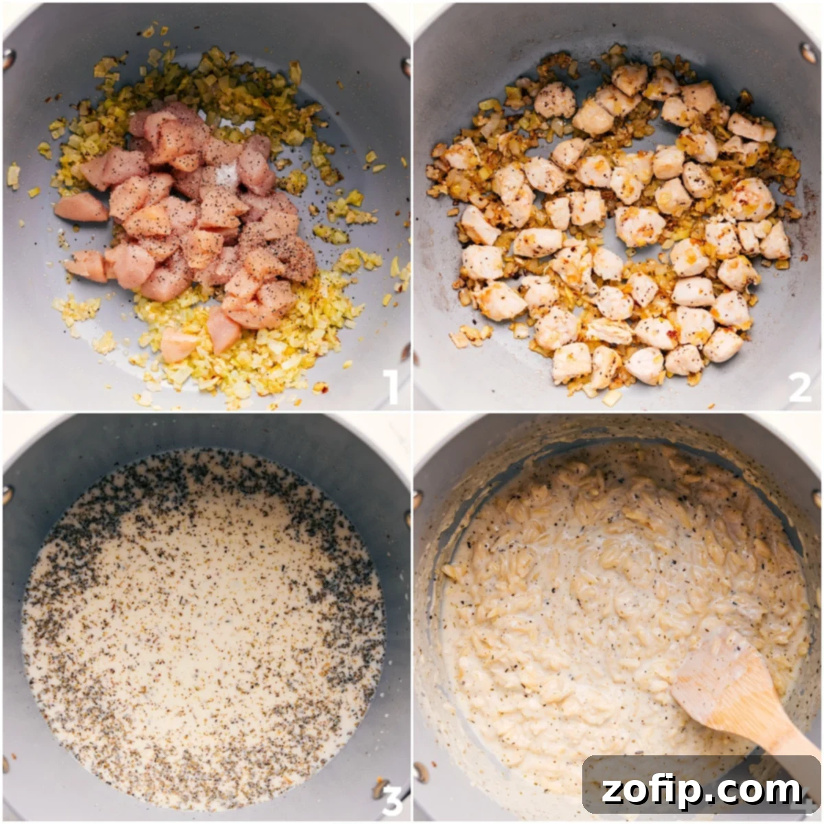 Sautéing chicken and vegetables