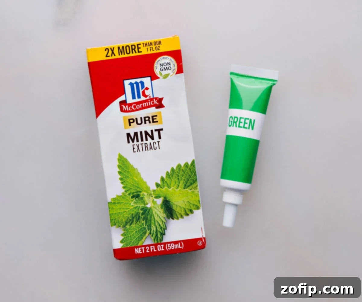 Mint extract and green food dye added to the Shamrock Shake.